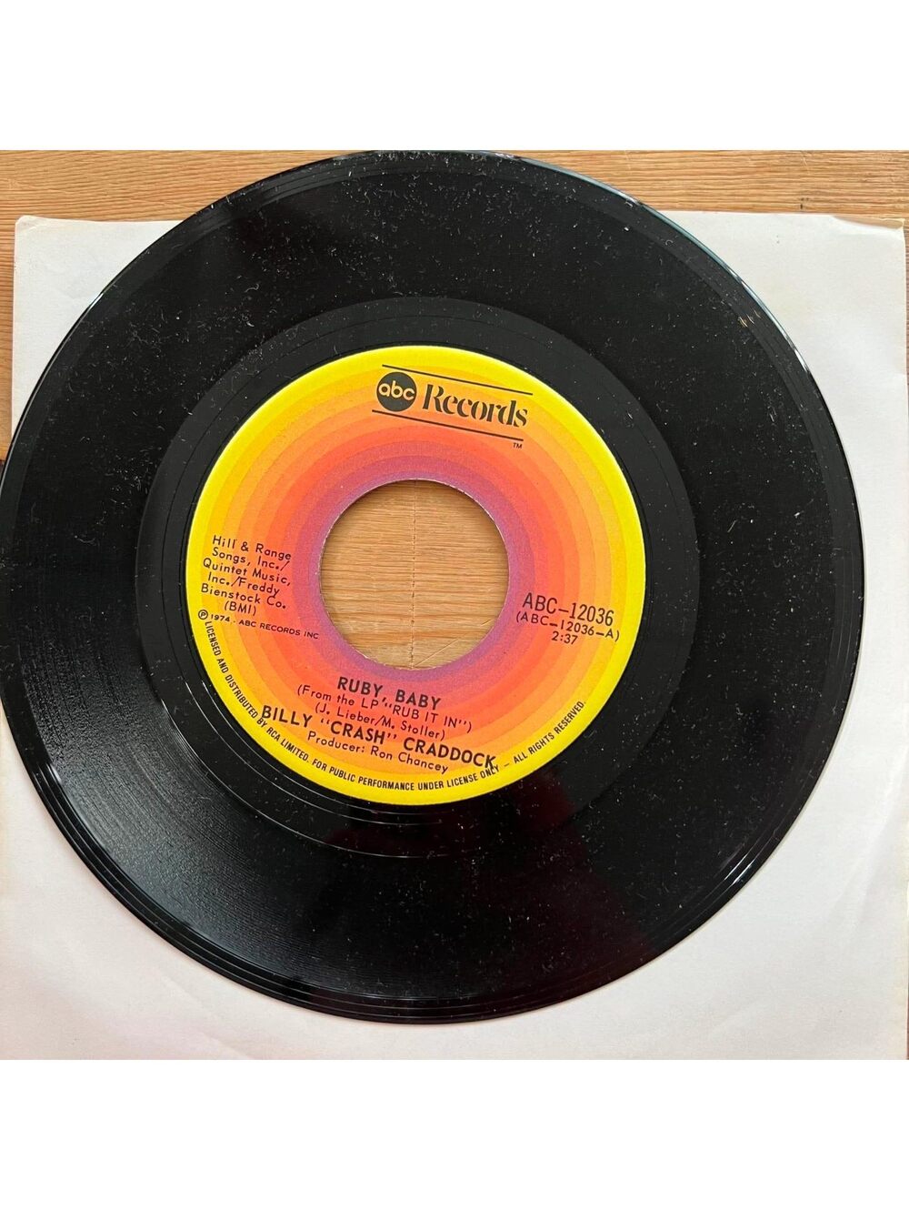 Billy "Crash" Craddock - Ruby Baby/Walk when Love Walks 45rpm VG+ R08